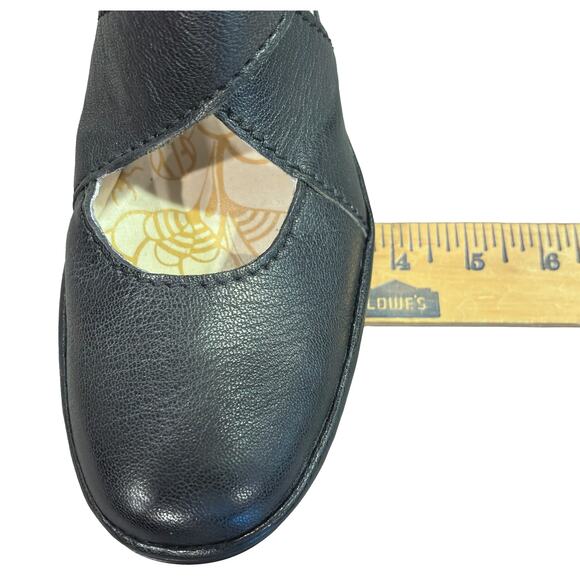 Fly London Black Leather Yogo Platform Criss Cross Wedges Women's Size 8-8.5 - Picture 4 of 12